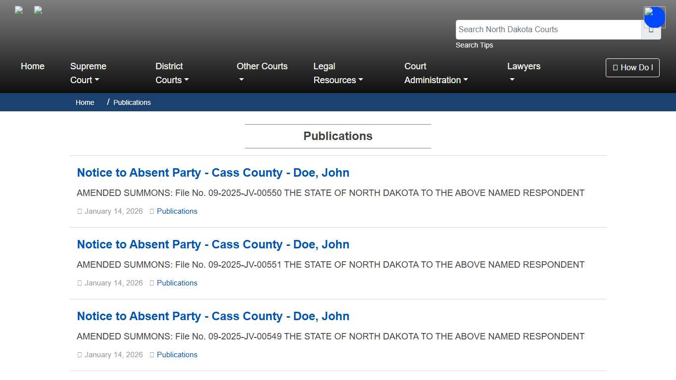 North Dakota Court System - Publications